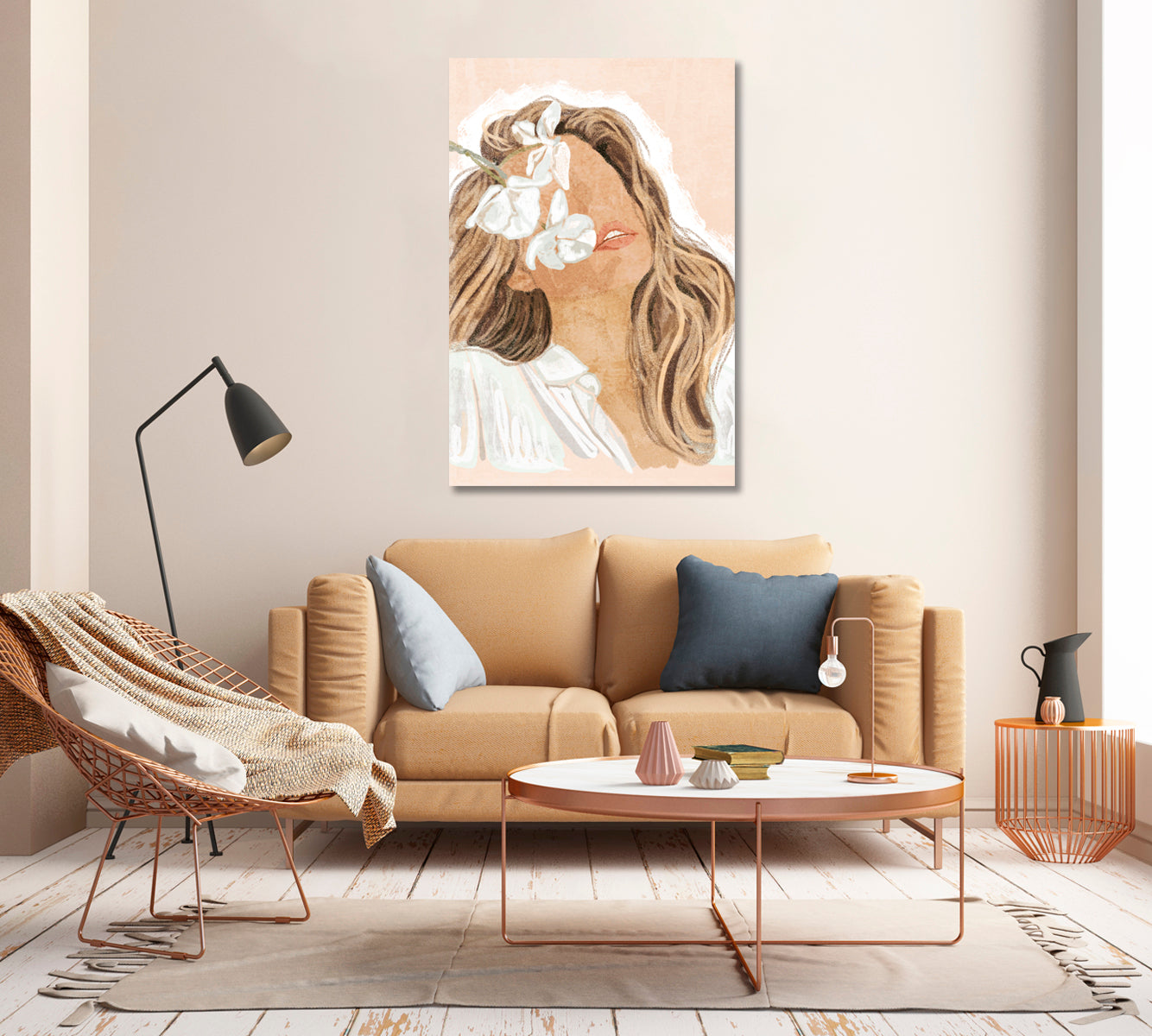 Abstract Boho Woman Portrait Canvas Print-Canvas Print-CetArt-1 panel-16x24 inches-CetArt