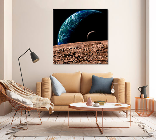 Earth in Deep Space Modern Art-Canvas Print-CetArt-1 panel-12x12 inches-CetArt