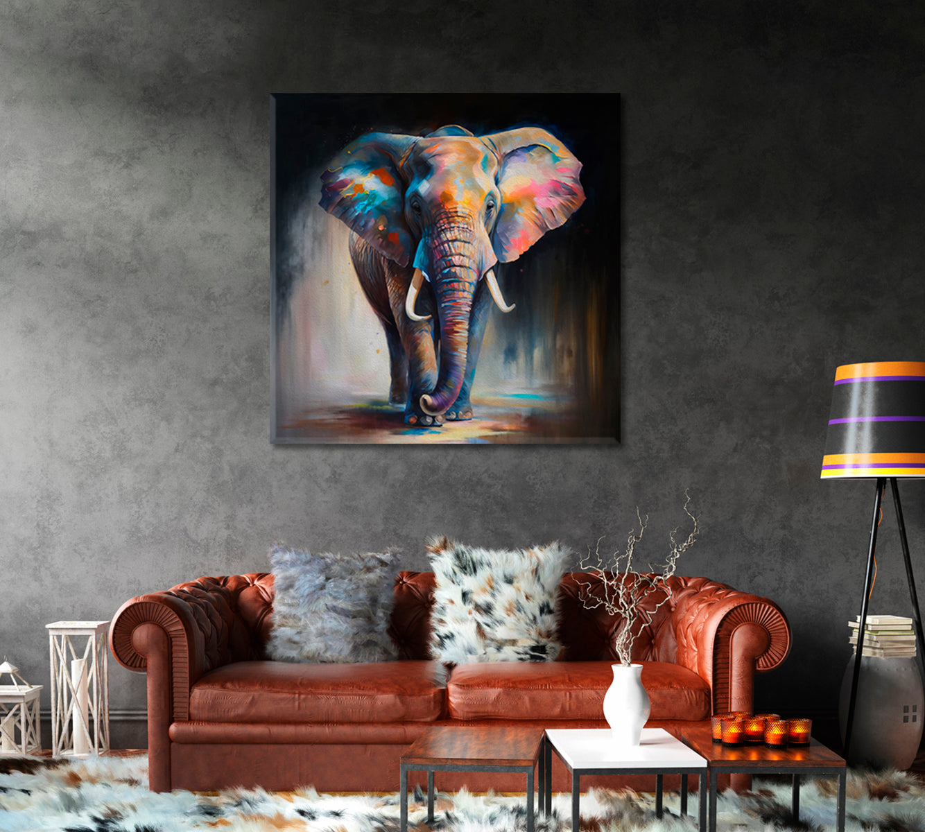 Abstract Elephant Modern Wall Decor-Canvas Print-CetArt-1 panel-12x12 inches-CetArt