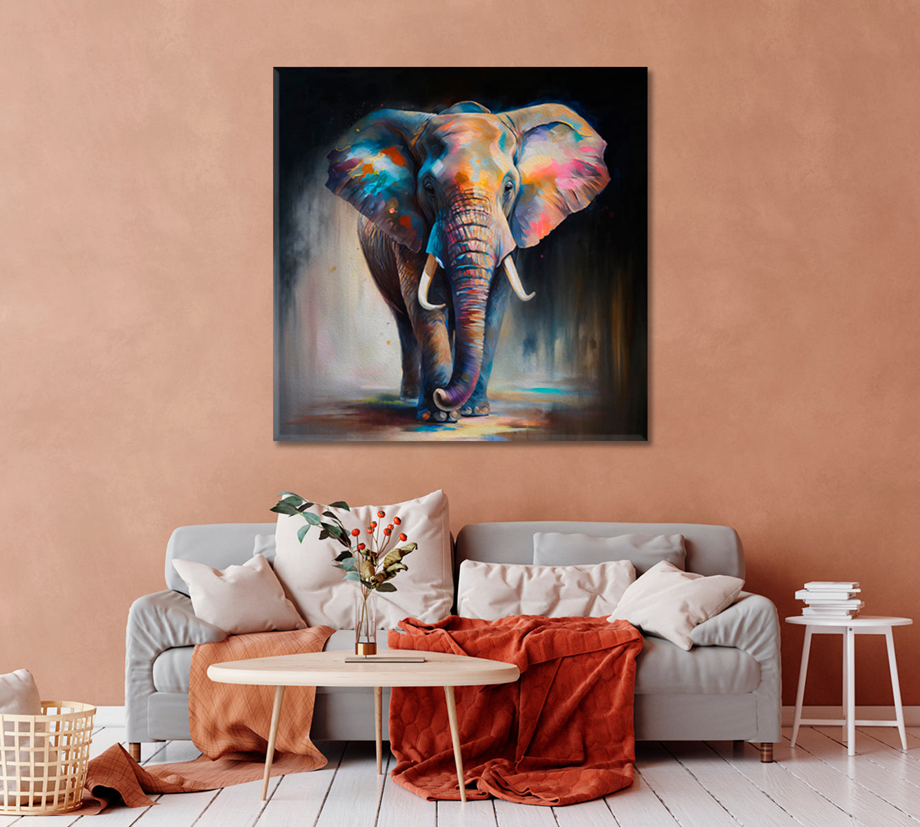 Abstract Elephant Modern Wall Decor-Canvas Print-CetArt-1 panel-12x12 inches-CetArt