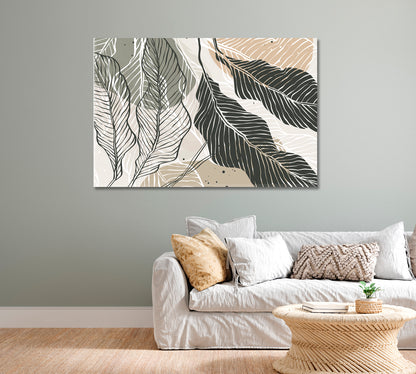 Abstract Leaves Modern Wall Art-Canvas Print-CetArt-1 Panel-24x16 inches-CetArt