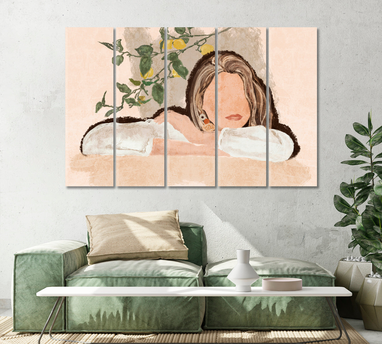 Abstract Boho Woman Portrait Wall Art-Canvas Print-CetArt-1 Panel-24x16 inches-CetArt