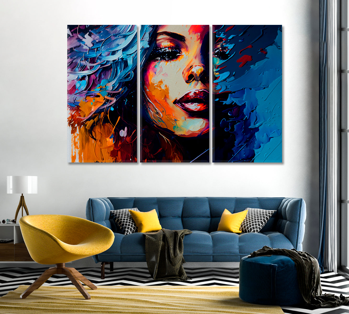 Abstract Woman Portrait Wall Art Decor-Canvas Print-CetArt-1 Panel-24x16 inches-CetArt