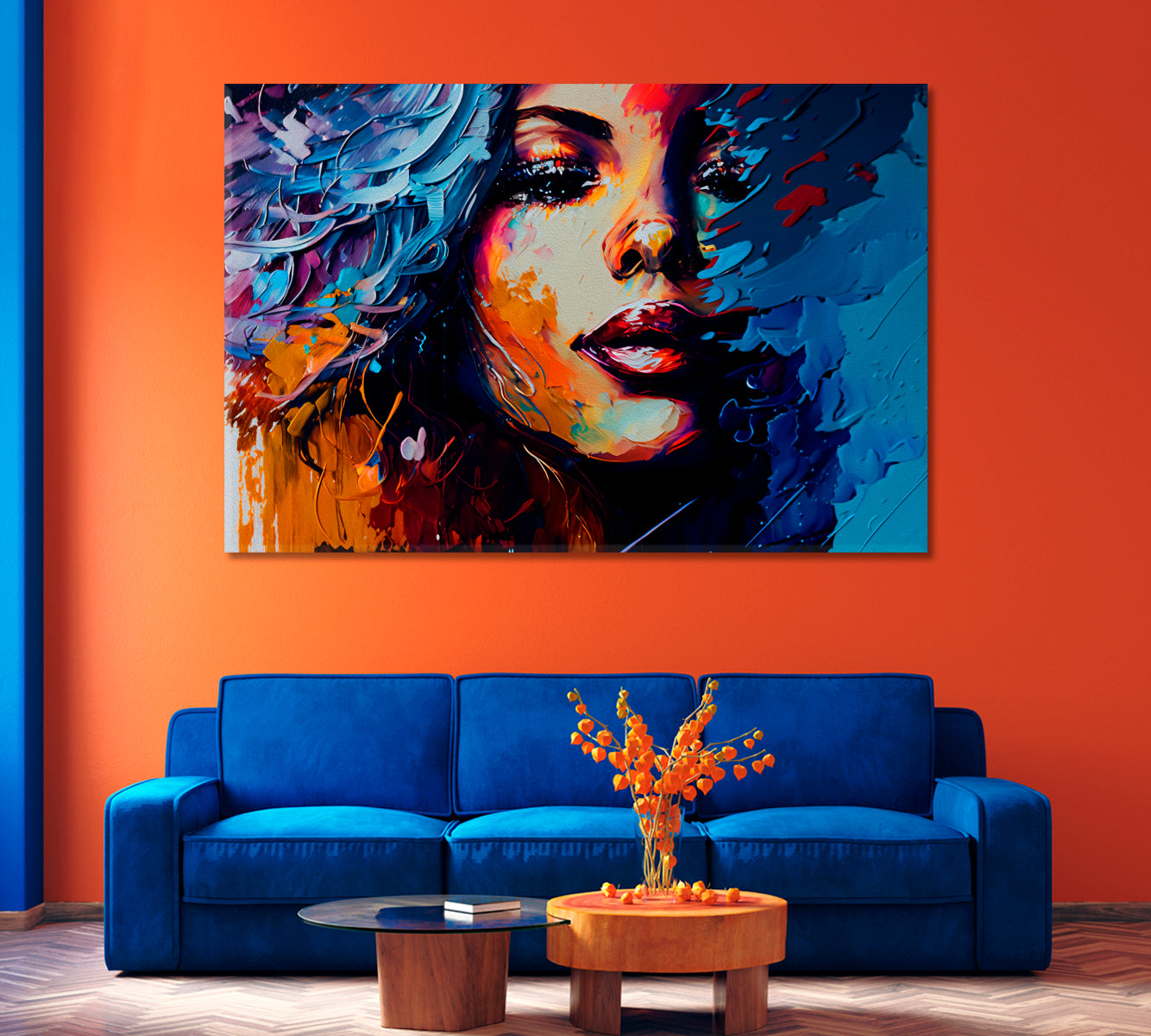 Abstract Woman Portrait Wall Art Decor-Canvas Print-CetArt-1 Panel-24x16 inches-CetArt