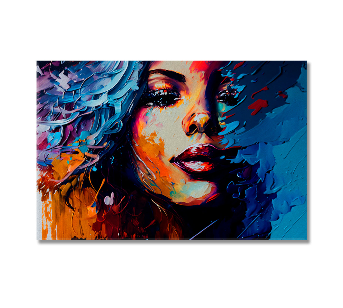 Abstract Woman Portrait Wall Art Decor-Canvas Print-CetArt-1 Panel-24x16 inches-CetArt