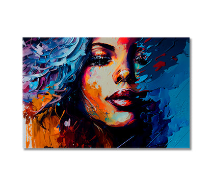 Abstract Woman Portrait Wall Art Decor-Canvas Print-CetArt-1 Panel-24x16 inches-CetArt