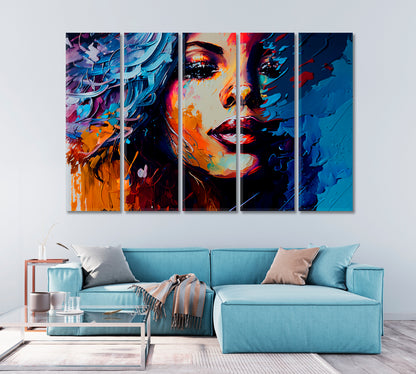 Abstract Woman Portrait Wall Art Decor-Canvas Print-CetArt-1 Panel-24x16 inches-CetArt