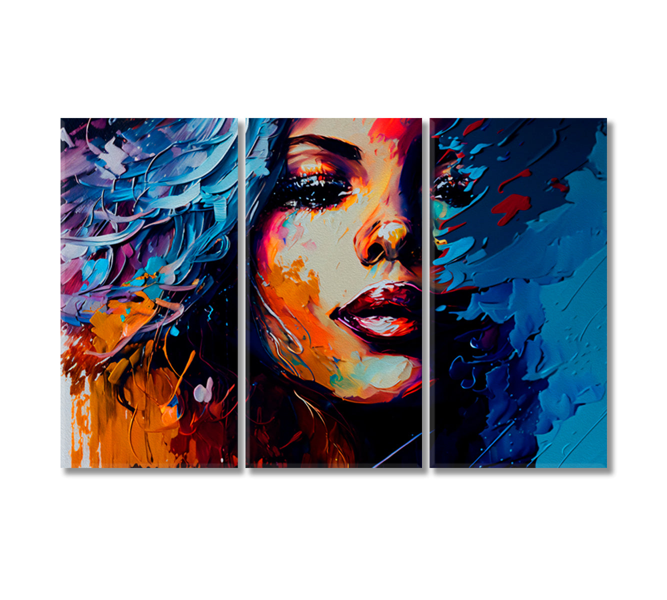 Abstract Woman Portrait Wall Art Decor-Canvas Print-CetArt-3 Panels-36x24 inches-CetArt