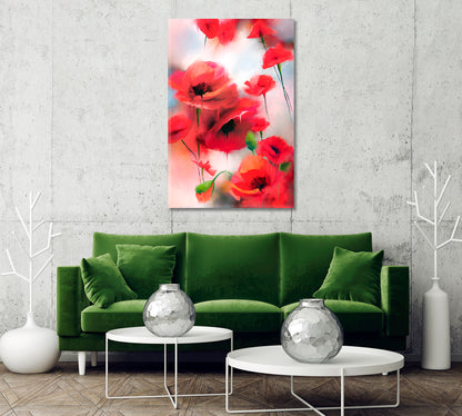 Red Poppies Abstract Canvas Print-Canvas Print-CetArt-1 panel-16x24 inches-CetArt