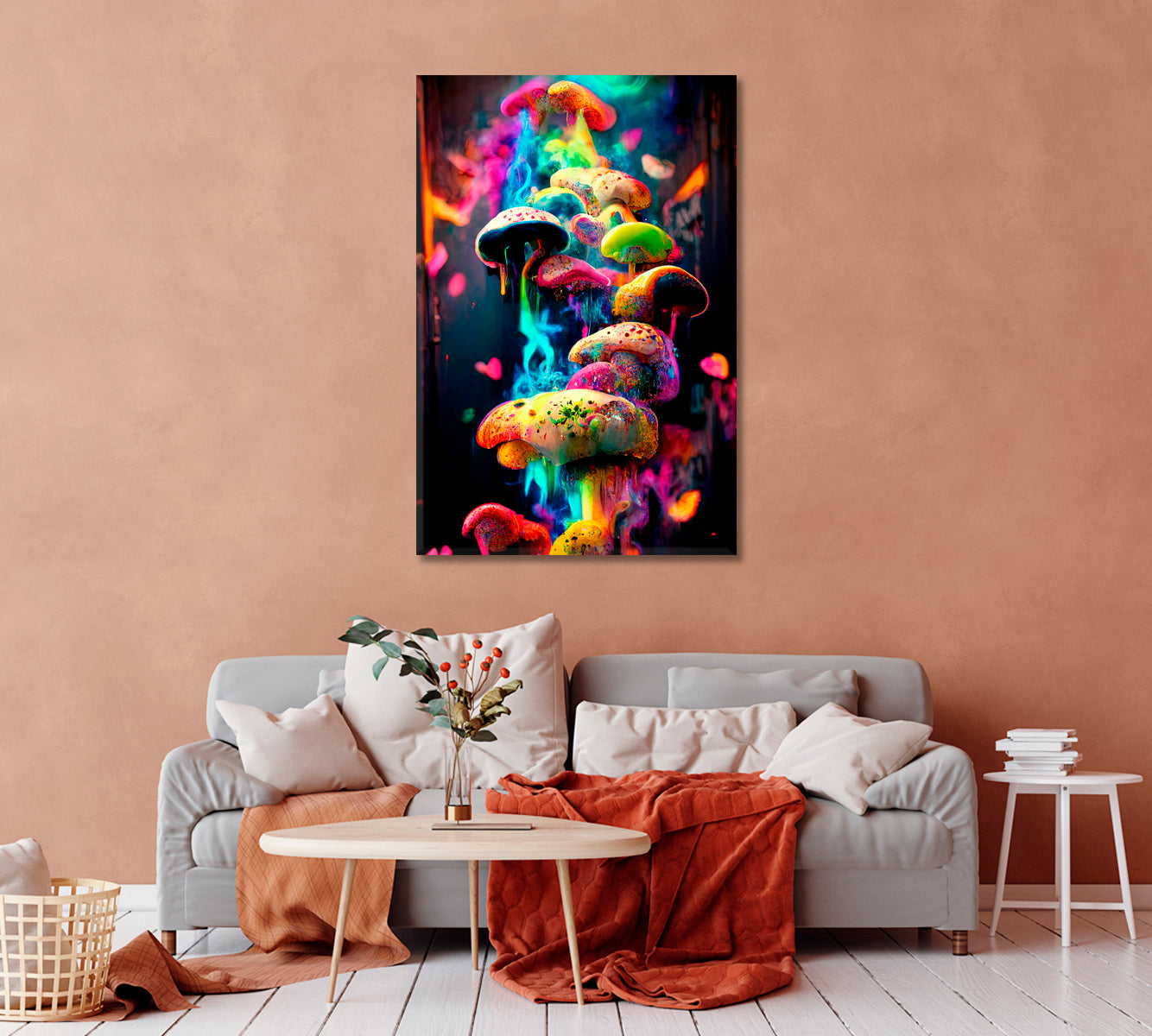 Abstract Multicolor Mushroom Wall Decor Canvas-Canvas Print-CetArt-1 panel-16x24 inches-CetArt