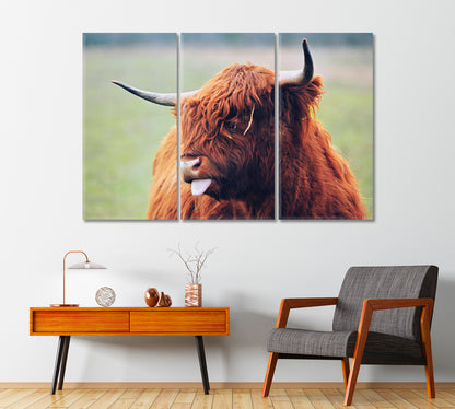 Cute Highland Cow Home Art Decor-Canvas Print-CetArt-1 Panel-24x16 inches-CetArt