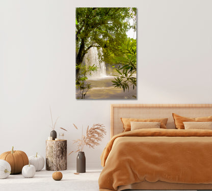 Africa Jungle Waterfall Canvas Home Interior-Canvas Print-CetArt-1 panel-16x24 inches-CetArt