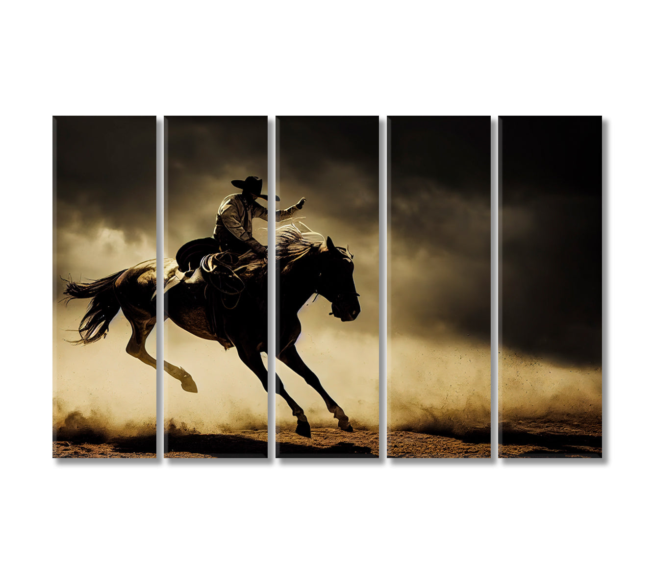 Cowboy Canvas Print Wall Art-Canvas Print-CetArt-5 Panels-36x24 inches-CetArt