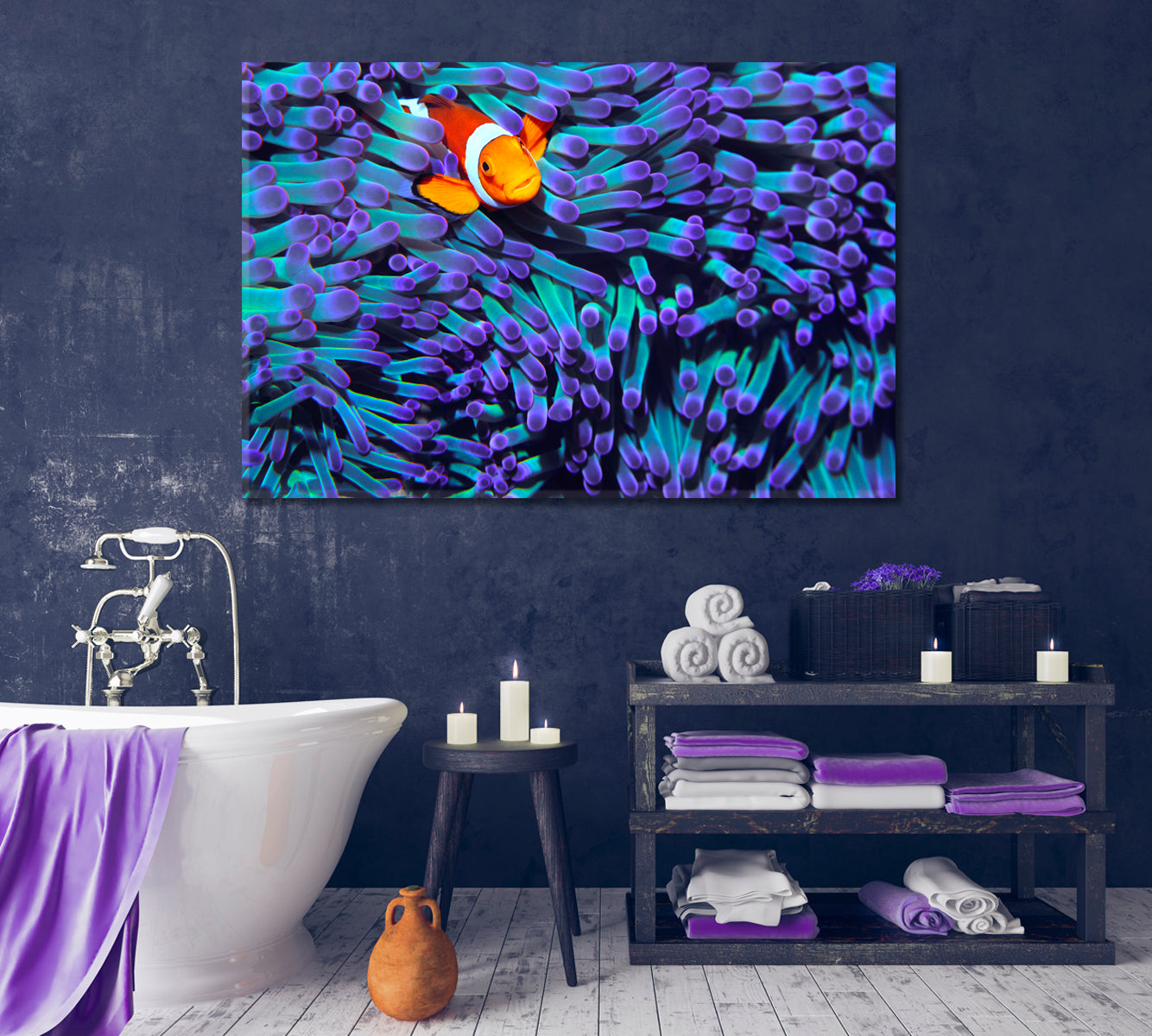 Anemonefish Canvas Print Wall Art-Canvas Print-CetArt-1 Panel-24x16 inches-CetArt