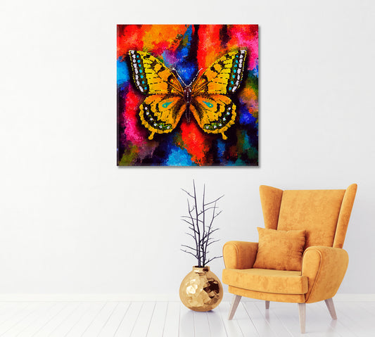 Multicolor Vintage Butterfly Modern Wall Art-Canvas Print-CetArt-1 panel-12x12 inches-CetArt