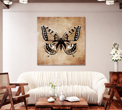 Vintage Abstract Butterfly Wall Art Canvas-Canvas Print-CetArt-1 panel-12x12 inches-CetArt