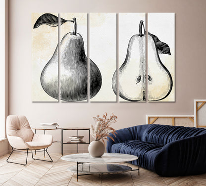 Pear Vintage Canvas Wall Art-Canvas Print-CetArt-1 Panel-24x16 inches-CetArt