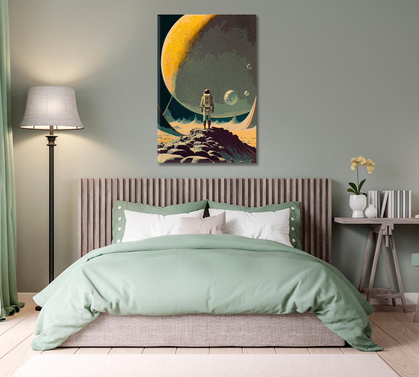 Astronaut and Moon Canvas Print-Canvas Print-CetArt-1 panel-16x24 inches-CetArt