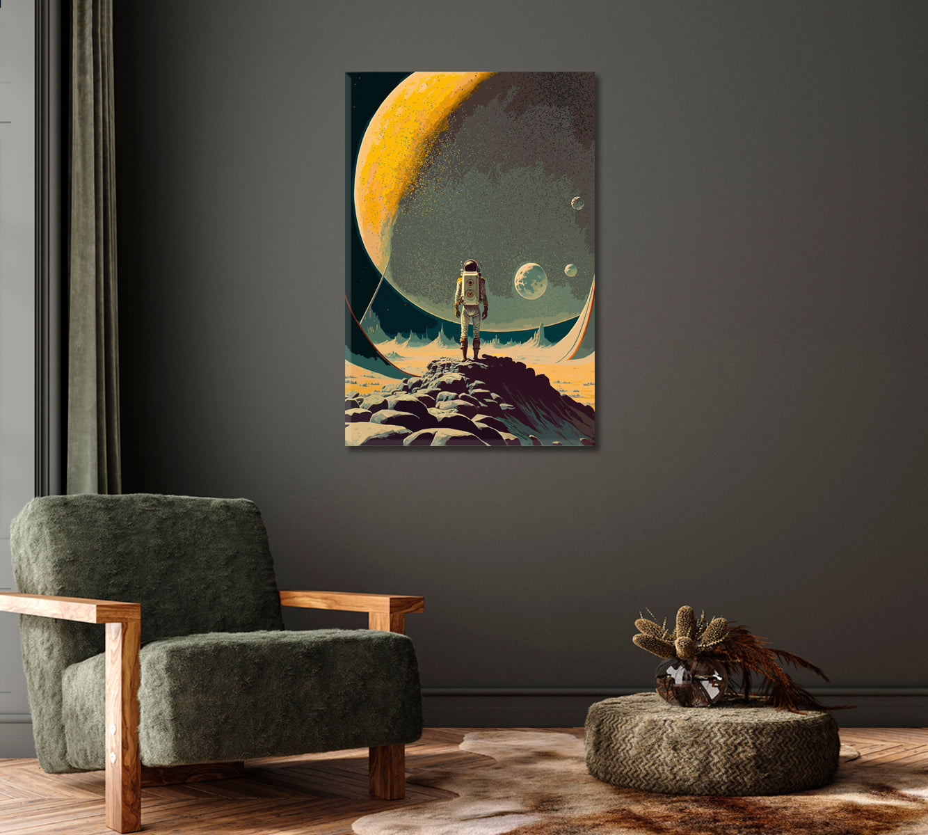 Astronaut and Moon Canvas Print-Canvas Print-CetArt-1 panel-16x24 inches-CetArt