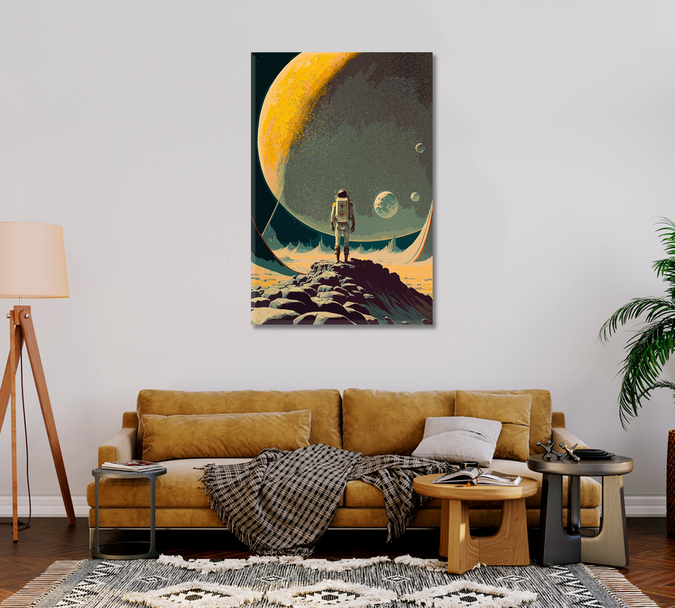 Astronaut and Moon Canvas Print-Canvas Print-CetArt-1 panel-16x24 inches-CetArt