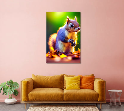 Squirrel in Autumn Forest Wall Decor-Canvas Print-CetArt-1 panel-16x24 inches-CetArt