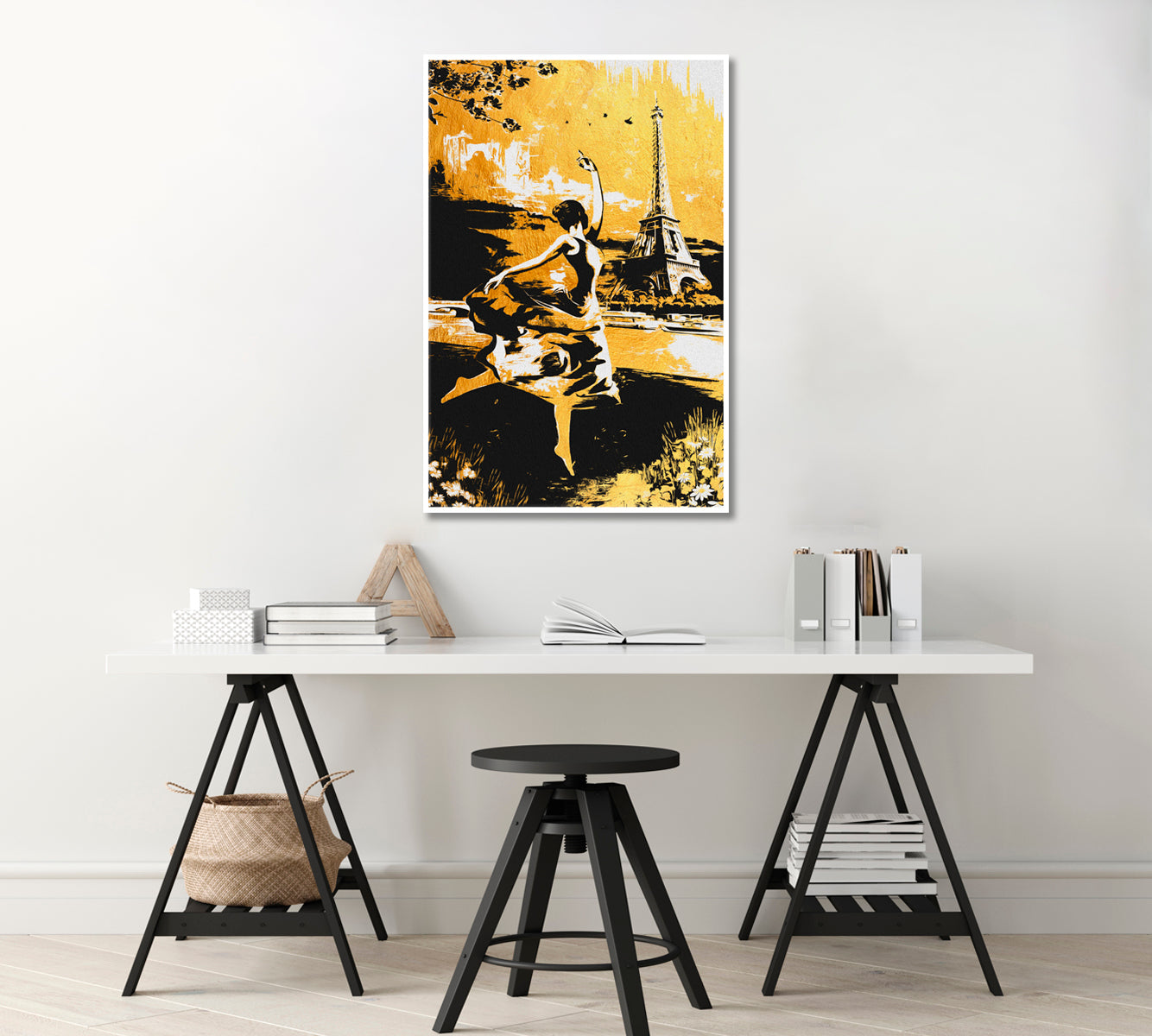 Ballerina Dancing in Paris Wall Art-Canvas Print-CetArt-1 panel-16x24 inches-CetArt