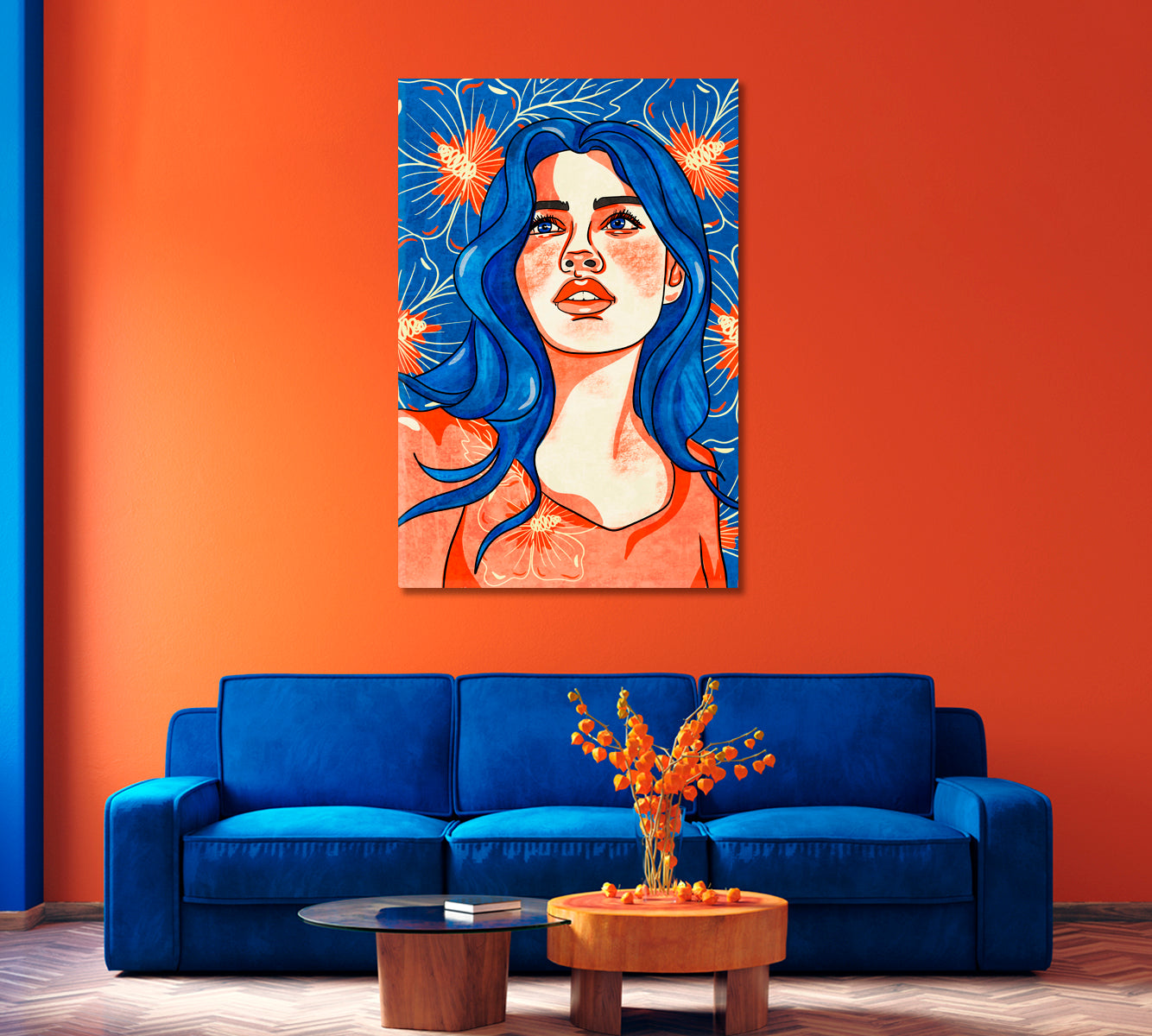 Flower Women Portrait Wall Art-Canvas Print-CetArt-1 panel-16x24 inches-CetArt