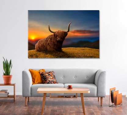 Beautiful Highland Cattle Home Art Decor-Canvas Print-CetArt-1 Panel-24x16 inches-CetArt