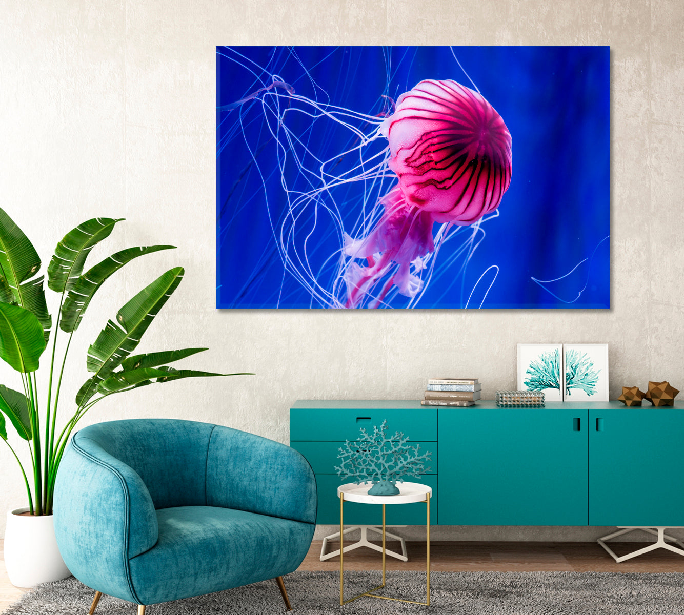 Beautiful Jellyfish Art For Home Decor-Canvas Print-CetArt-1 Panel-24x16 inches-CetArt