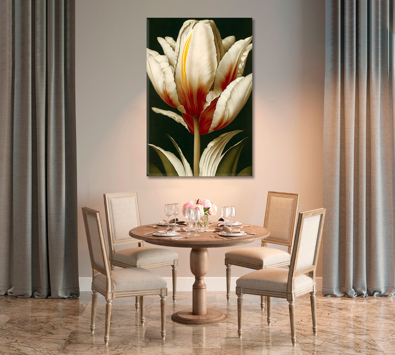 Beautiful Tulip Flower Canvas Home Decor-Canvas Print-CetArt-1 panel-16x24 inches-CetArt