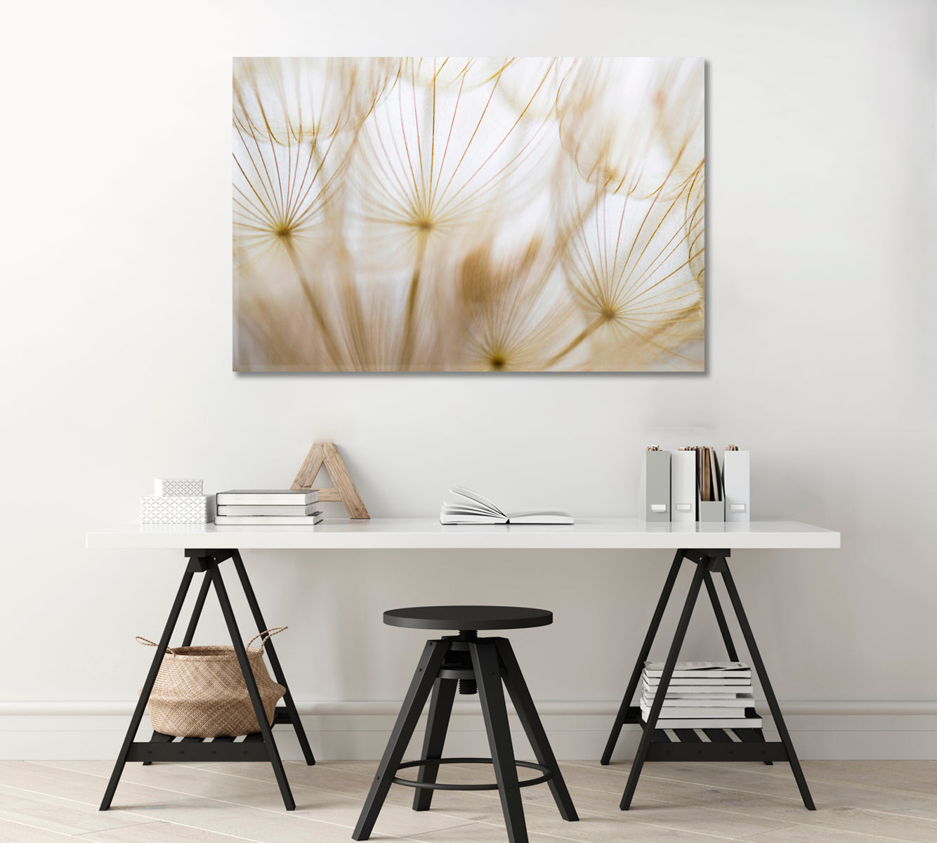 Beige Dandelion Canvas Art Decor-Canvas Print-CetArt-1 Panel-24x16 inches-CetArt