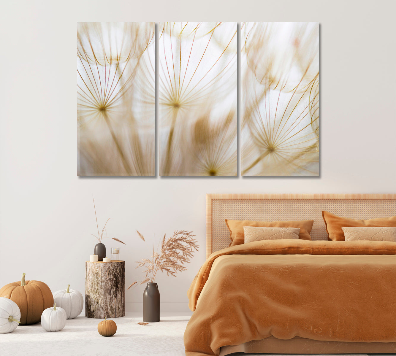 Beige Dandelion Canvas Art Decor-Canvas Print-CetArt-1 Panel-24x16 inches-CetArt