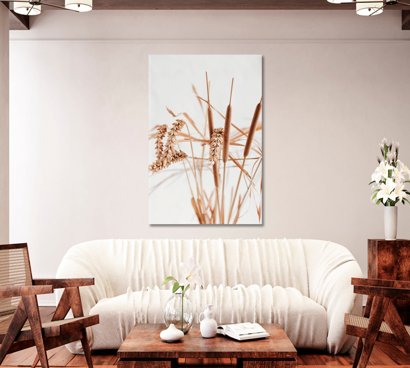 Dry Beige Reeds Giclee Art Decor-Canvas Print-CetArt-1 panel-16x24 inches-CetArt