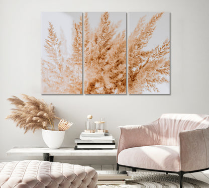 Neutral Beige Reeds Farmhouse Wall Art-Canvas Print-CetArt-1 Panel-24x16 inches-CetArt