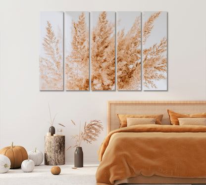 Neutral Beige Reeds Farmhouse Wall Art-Canvas Print-CetArt-1 Panel-24x16 inches-CetArt