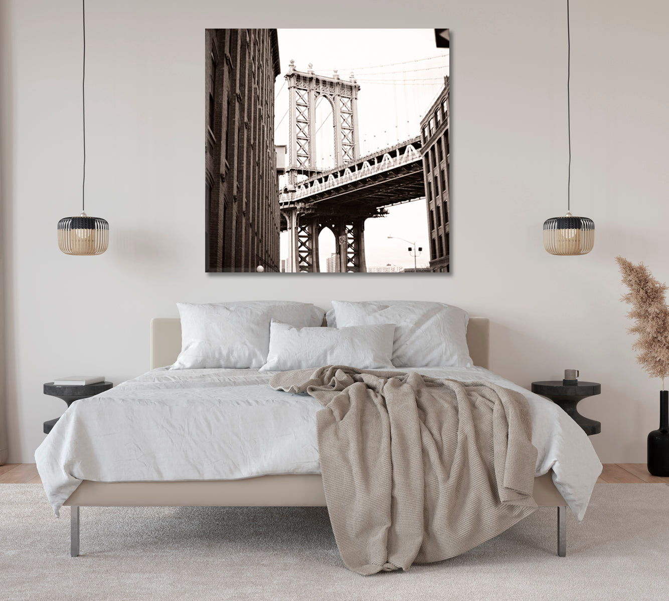 New York City Black White Art Canvas-Canvas Print-CetArt-1 panel-12x12 inches-CetArt