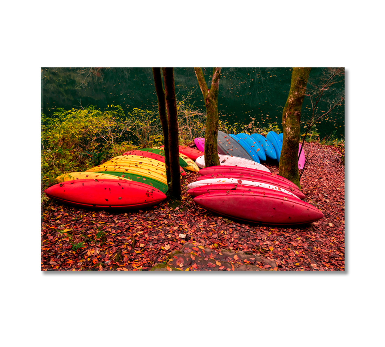 Boats Near Lake Framed Art Print-Canvas Print-CetArt-1 Panel-24x16 inches-CetArt