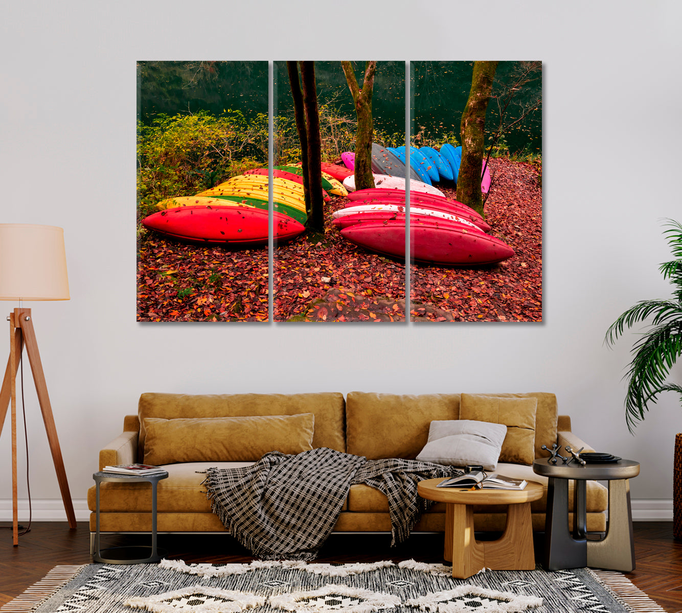 Boats Near Lake Framed Art Print-Canvas Print-CetArt-1 Panel-24x16 inches-CetArt