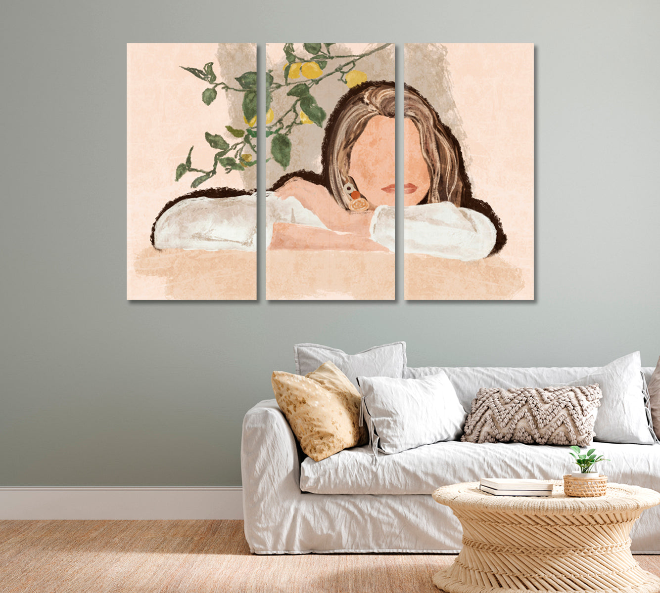 Abstract Boho Woman Portrait Wall Art-Canvas Print-CetArt-1 Panel-24x16 inches-CetArt