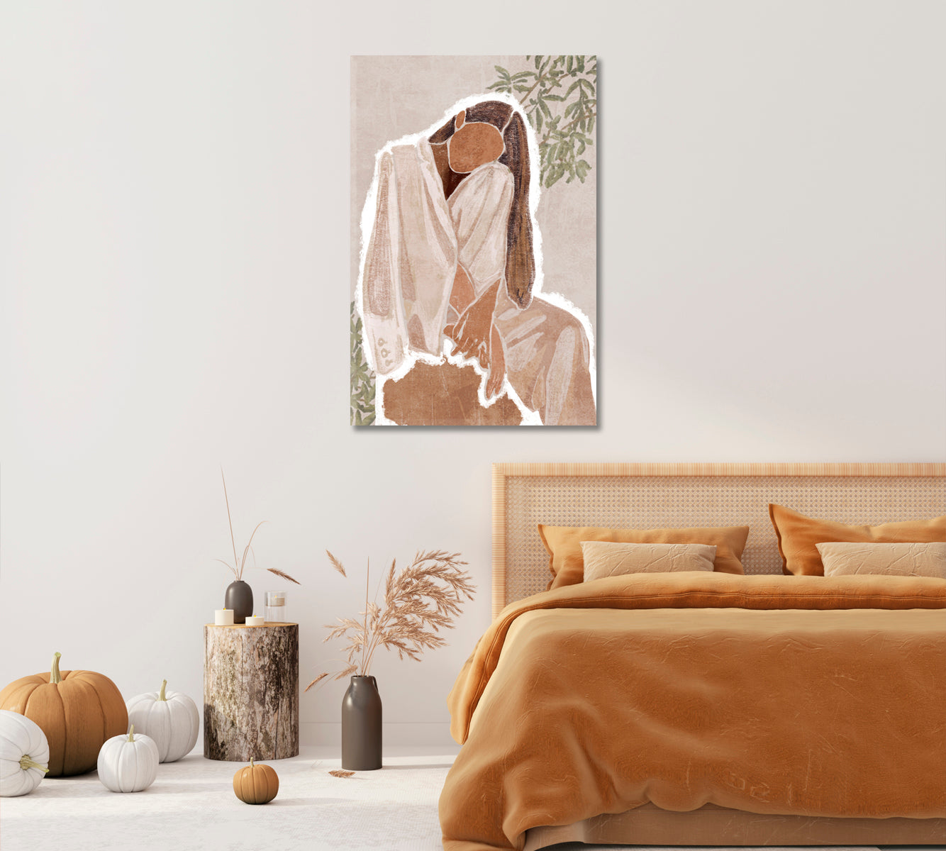 Minimalist Boho Woman Portrait Canvas Print-Canvas Print-CetArt-1 panel-16x24 inches-CetArt