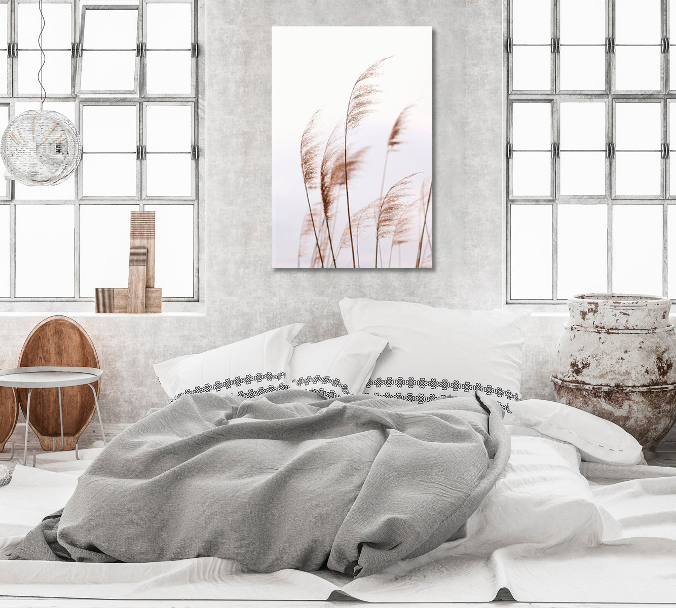 Tender Pampas Grass Pastel Wall Art-Canvas Print-CetArt-1 panel-16x24 inches-CetArt