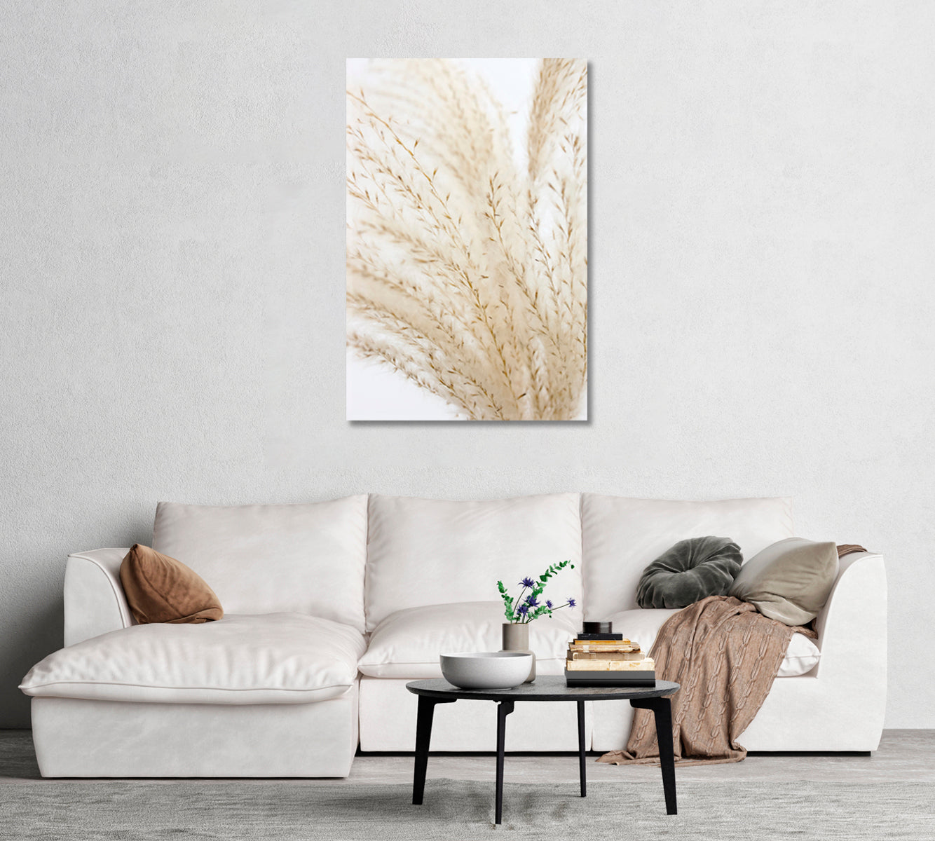 Pampas Grass Minimalistic Canvas Wall Art-Canvas Print-CetArt-1 panel-16x24 inches-CetArt