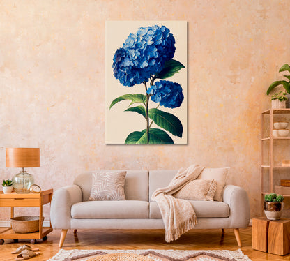 Blue Hydrangea Flower Frame Wall Art-Canvas Print-CetArt-1 panel-16x24 inches-CetArt