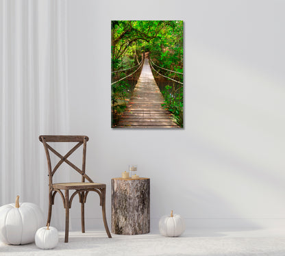 Bridge in Jungle Giclee Art Decor-Canvas Print-CetArt-1 panel-16x24 inches-CetArt