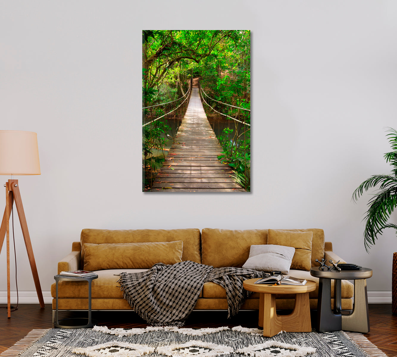 Bridge in Jungle Giclee Art Decor-Canvas Print-CetArt-1 panel-16x24 inches-CetArt