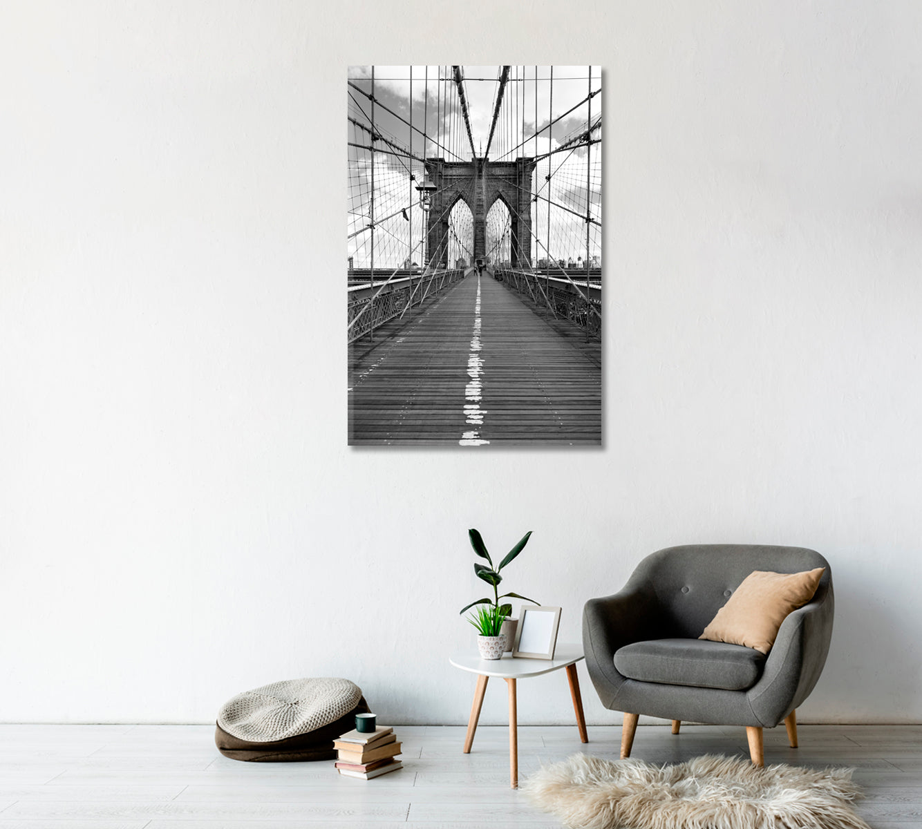 Brooklyn Bridge from Manhattan Art Print-Canvas Print-CetArt-1 panel-16x24 inches-CetArt