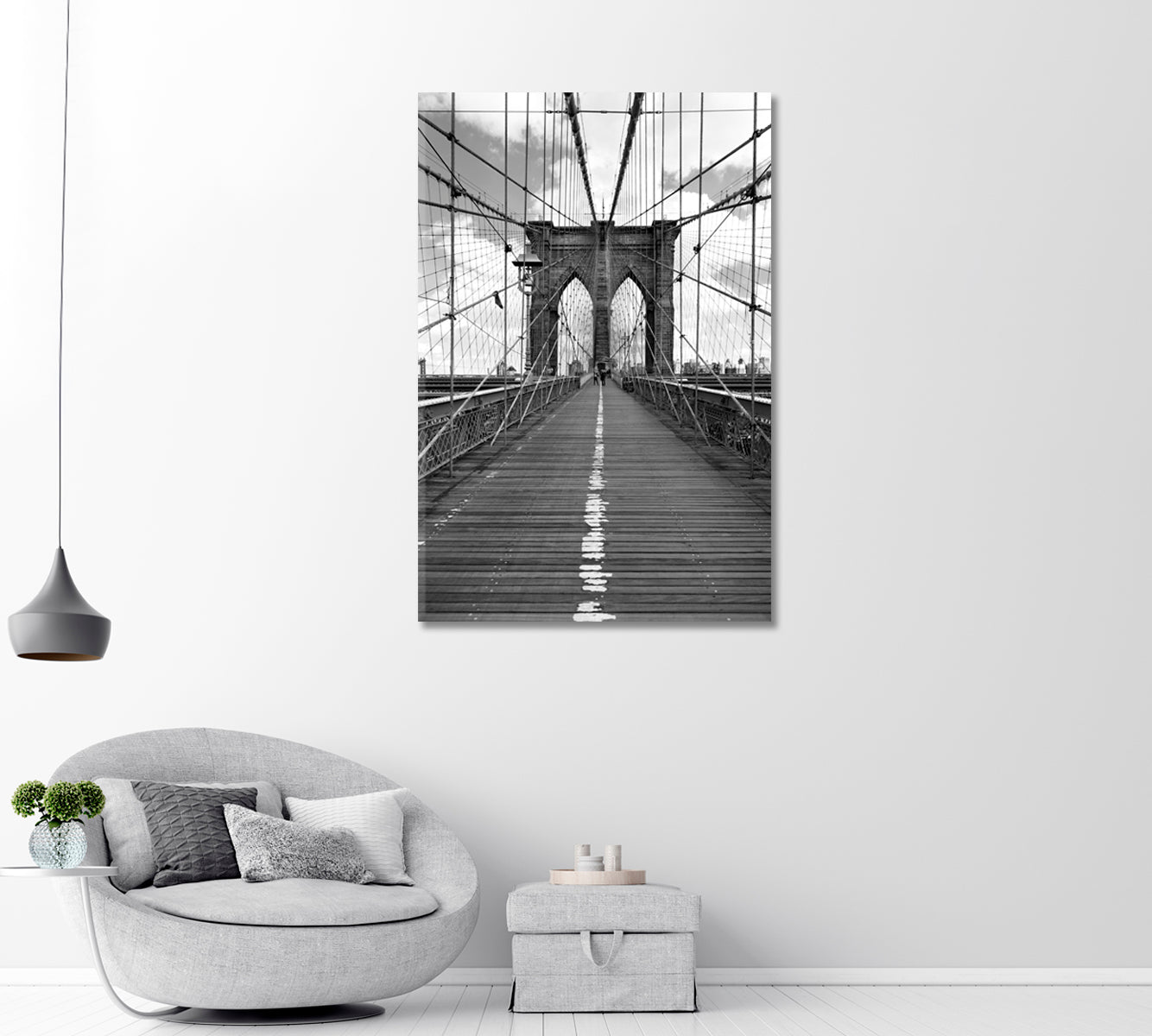 Brooklyn Bridge from Manhattan Art Print-Canvas Print-CetArt-1 panel-16x24 inches-CetArt