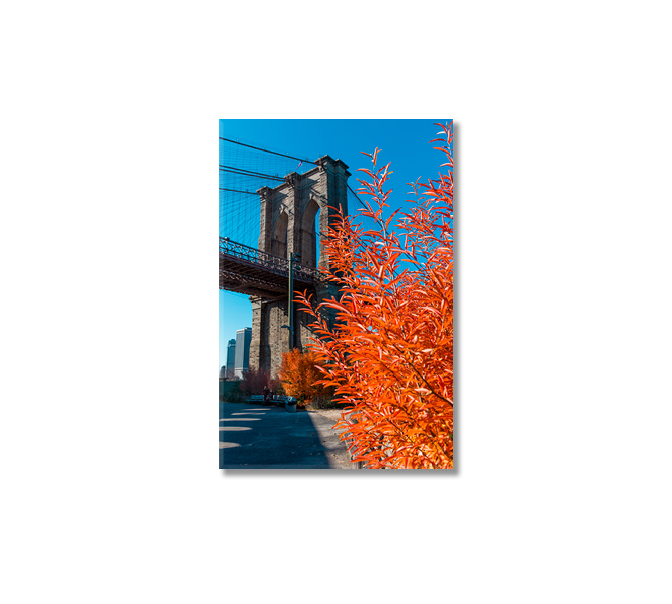 Brooklyn Bridge in Fall Wall Art-Canvas Print-CetArt-1 panel-16x24 inches-CetArt