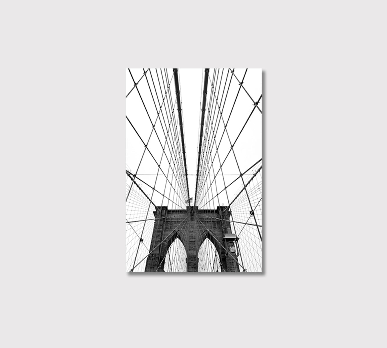 Brooklyn Bridge Black White Wall Art-Canvas Print-CetArt-1 panel-16x24 inches-CetArt