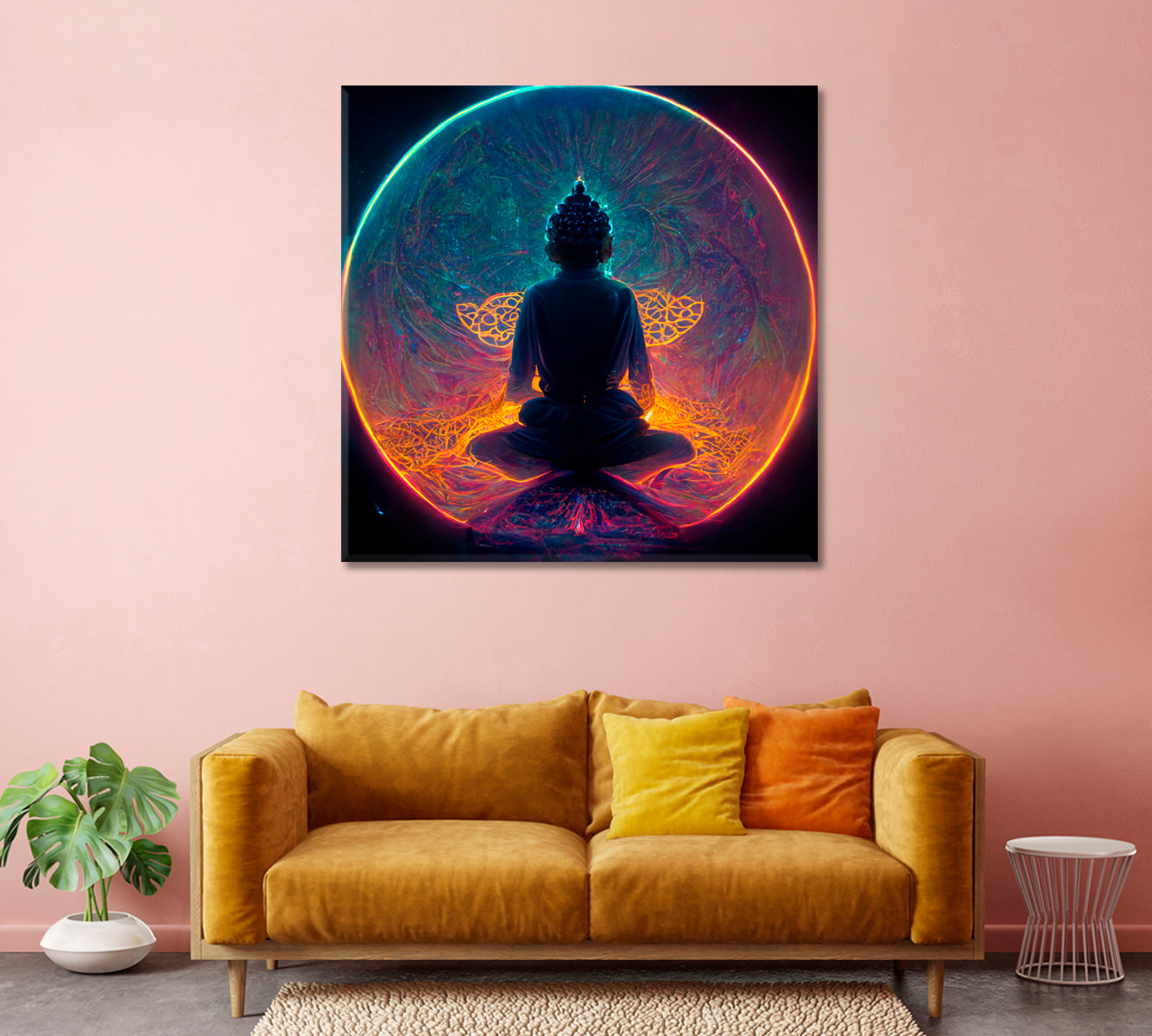 Buddha Silhouettes Wall Art Home Decor-Canvas Print-CetArt-1 panel-12x12 inches-CetArt